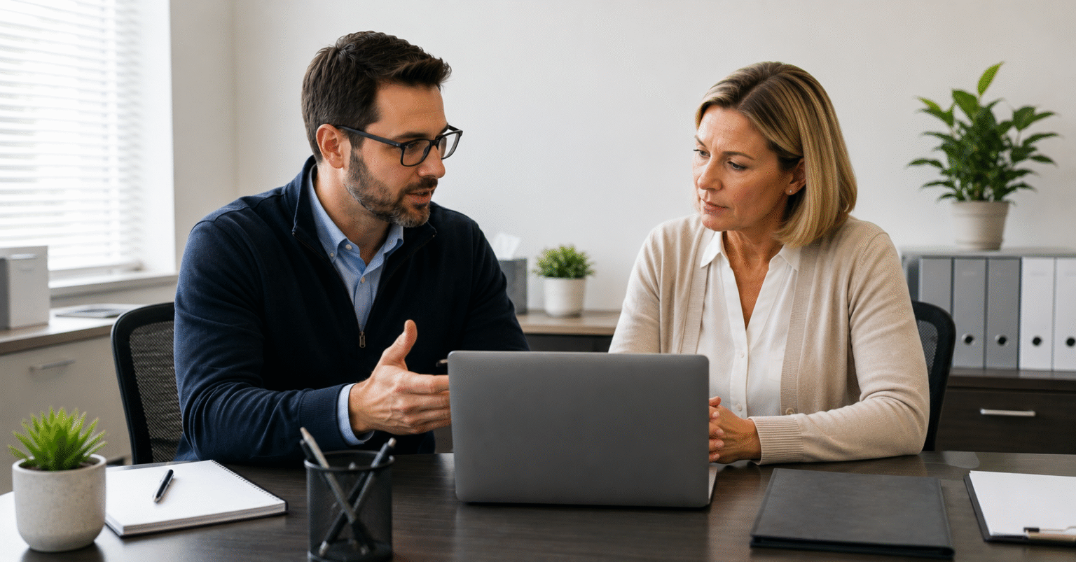 Collaborative discussion in a modern office