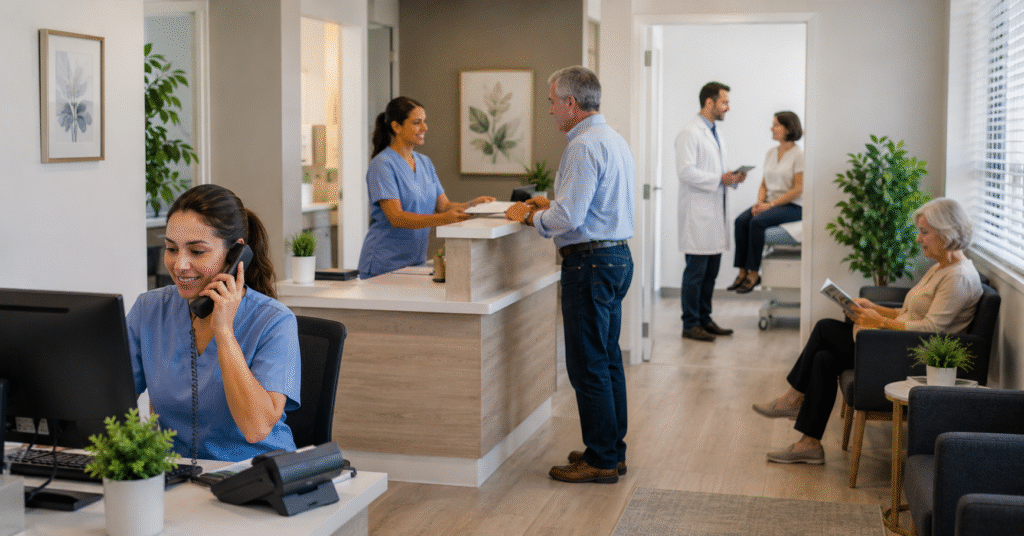 Modern clinic reception and consultation area